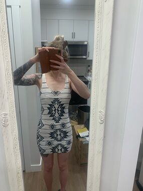 Tobi Black and White Tribal Tank Mini Dress